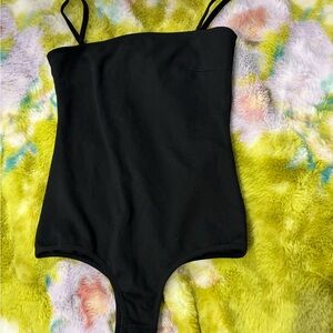 Free People Black Spaghetti Strap Bodysuit